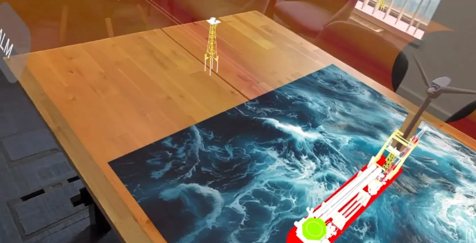 ROC XR in rough sea state: the jacked-up vessel raises a turbine into position over the table